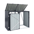 Giantz Bin Shed Double Wheelie Waste Bins Storage Steel Garden Enclosure Grey SHED-2BIN-STEEL-BK
