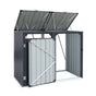 Giantz Bin Shed Double Wheelie Waste Bins Storage Steel Garden Enclosure Grey SHED-2BIN-STEEL-BK