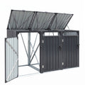 Giantz Bin Shed Triple Wheelie Waste Bins Storage Steel Garden Enclosure Grey SHED-3BIN-STEEL-BK-AB
