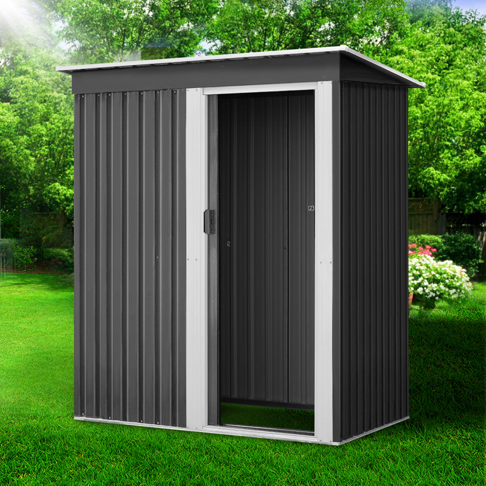 Giantz Garden Shed 1.62x0.86M Sheds Outdoor Storage Tool Workshop House Shelter Sliding Door SHED-FLAT-3X5-AB