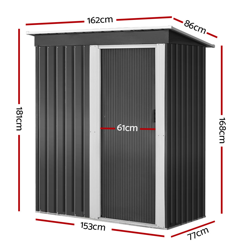 Giantz Garden Shed 1.62x0.86M Sheds Outdoor Storage Tool Workshop House Shelter Sliding Door SHED-FLAT-3X5-AB