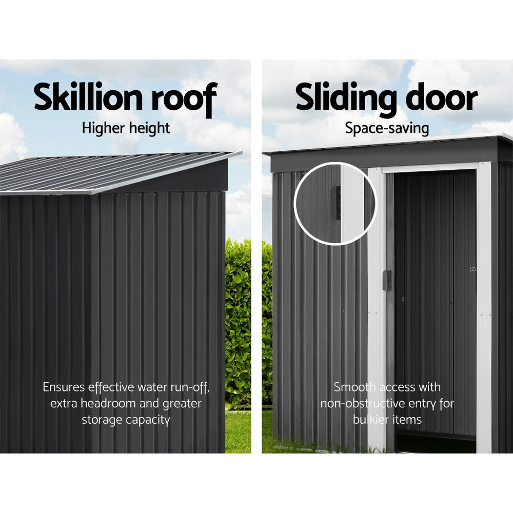 Giantz Garden Shed 1.62x0.86M Sheds Outdoor Storage Tool Workshop House Shelter Sliding Door SHED-FLAT-3X5-AB