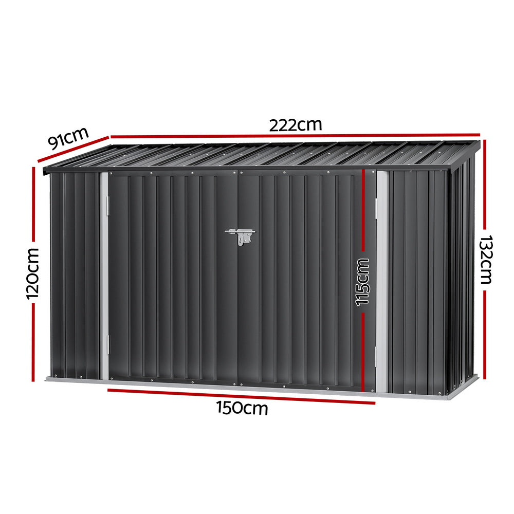 Giantz Garden Shed 2.22x0.91M Bike Sheds Outdoor Storage Tool Workshop House Shelter Double Door SHED-FLAT-3X8-AB