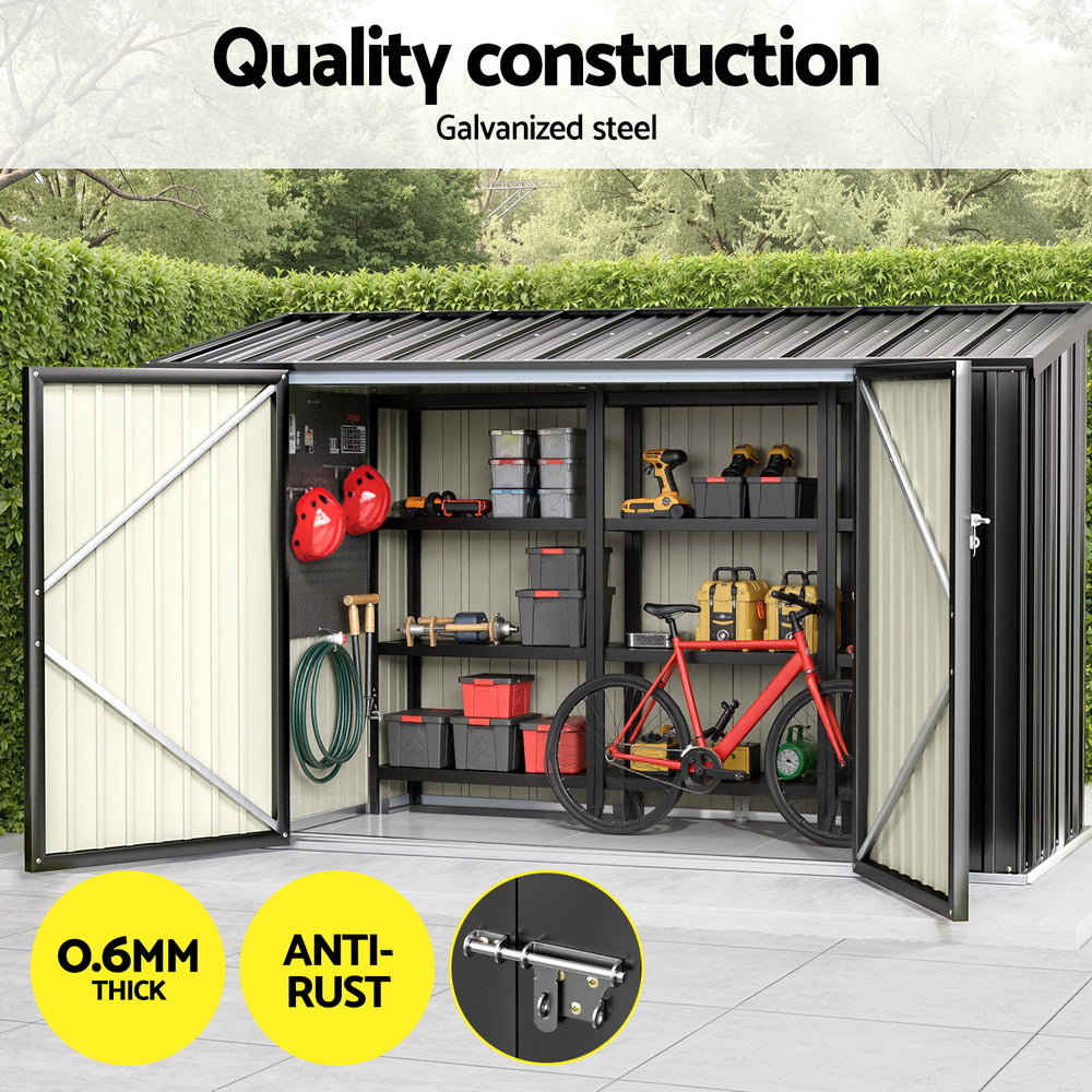 Giantz Garden Shed 2.22x0.91M Bike Sheds Outdoor Storage Tool Workshop House Shelter Double Door SHED-FLAT-3X8-AB