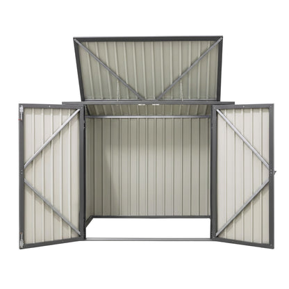Giantz Garden Shed Wheelie Bin Storage Enclosure Outdoor Lockable Steel Cabinet SHED-FLAT-4X5-GR-AB