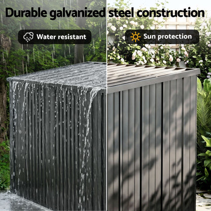 Giantz Garden Shed Wheelie Bin Storage Enclosure Outdoor Lockable Steel Cabinet SHED-FLAT-4X5-GR-AB