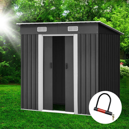 Giantz Garden Shed 1.94x1.21M Sheds Outdoor Storage Workshop House Tool Shelter Sliding Door SHED-FLAT-4X6-AB