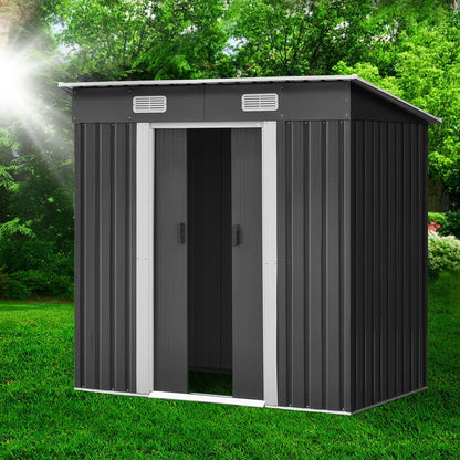 Giantz Garden Shed 1.94x1.21M Sheds Outdoor Storage Workshop House Tool Shelter Sliding Door SHED-FLAT-4X6-AB