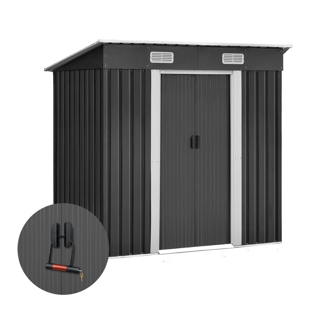 Giantz Garden Shed 1.94x1.21M Sheds Outdoor Storage Workshop House Tool Shelter Sliding Door SHED-FLAT-4X6-AB