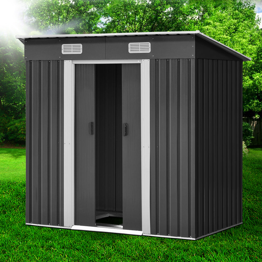 Giantz Garden Shed 1.94x1.21M w/Metal Base Sheds Outdoor Storage Tool Steel House Sliding Door SHED-FLAT-4X6-BASE-ABC