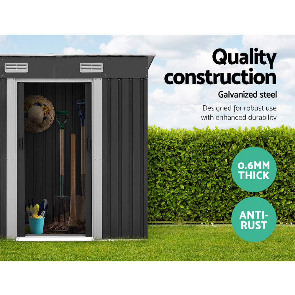 Giantz Garden Shed 1.94x1.21M w/Metal Base Sheds Outdoor Storage Tool Steel House Sliding Door SHED-FLAT-4X6-BASE-ABC