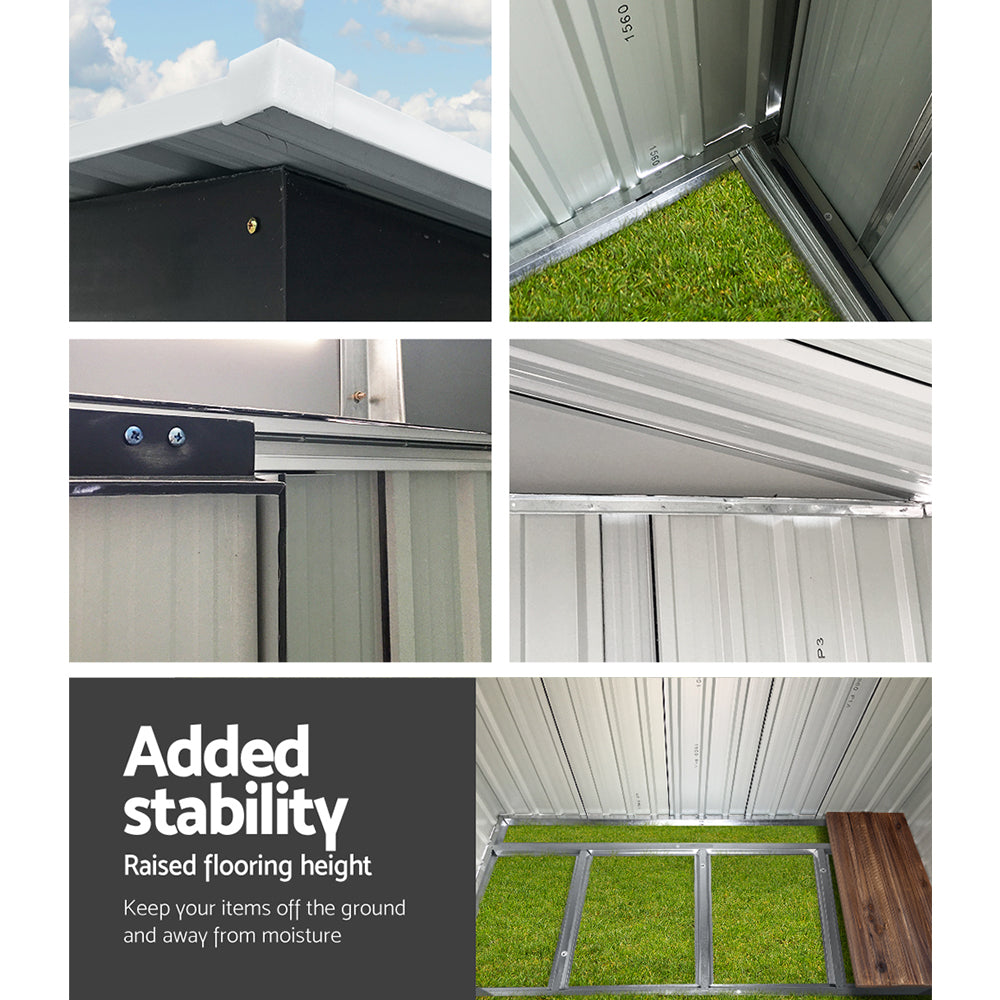 Giantz Garden Shed 1.94x1.21M w/Metal Base Sheds Outdoor Storage Tool Steel House Sliding Door SHED-FLAT-4X6-BASE-ABC