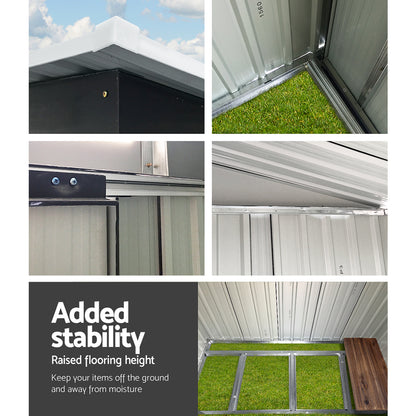 Giantz Garden Shed 1.94x1.21M w/Metal Base Sheds Outdoor Storage Tool Steel House Sliding Door SHED-FLAT-4X6-BASE-ABC
