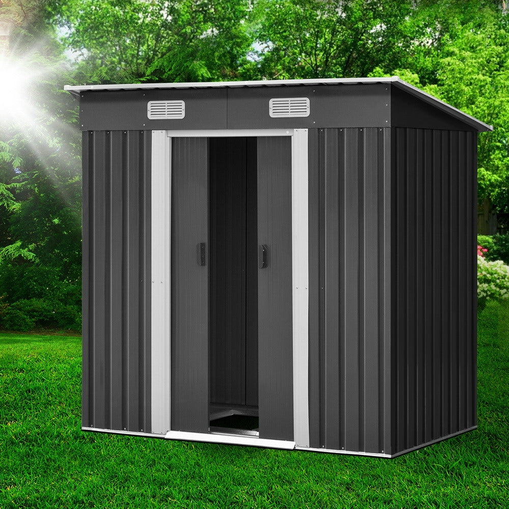 Giantz Garden Shed 1.94x1.21M w/Metal Base Sheds Outdoor Storage Tool Steel House Sliding Door SHED-FLAT-4X6-BASE-ABC