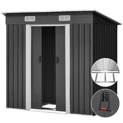 Giantz Garden Shed 1.94x1.21M w/Metal Base Sheds Outdoor Storage Tool Steel House Sliding Door SHED-FLAT-4X6-BASE-ABC