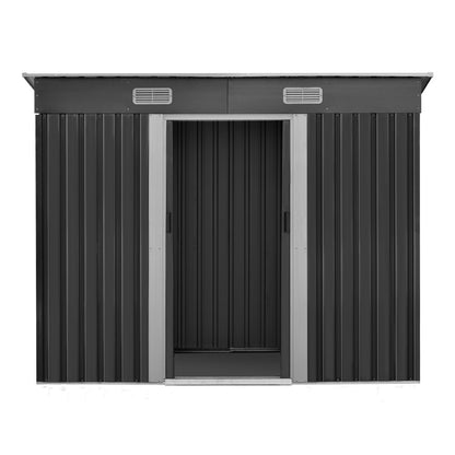Giantz Garden Shed 2.38x1.31M Sheds Outdoor Storage Tool Metal Workshop Shelter Sliding Door SHED-FLAT-4X8-ABC