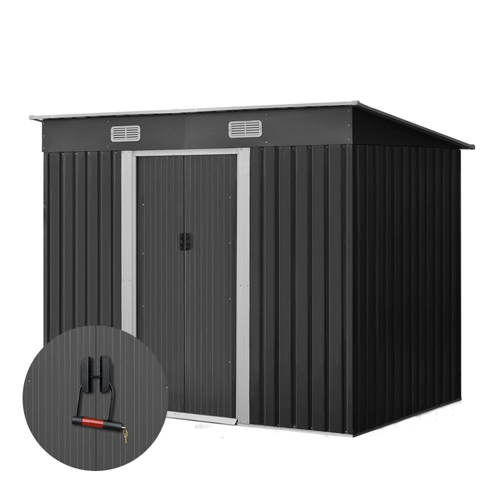 Giantz Garden Shed 2.38x1.31M Sheds Outdoor Storage Tool Metal Workshop Shelter Sliding Door SHED-FLAT-4X8-ABC