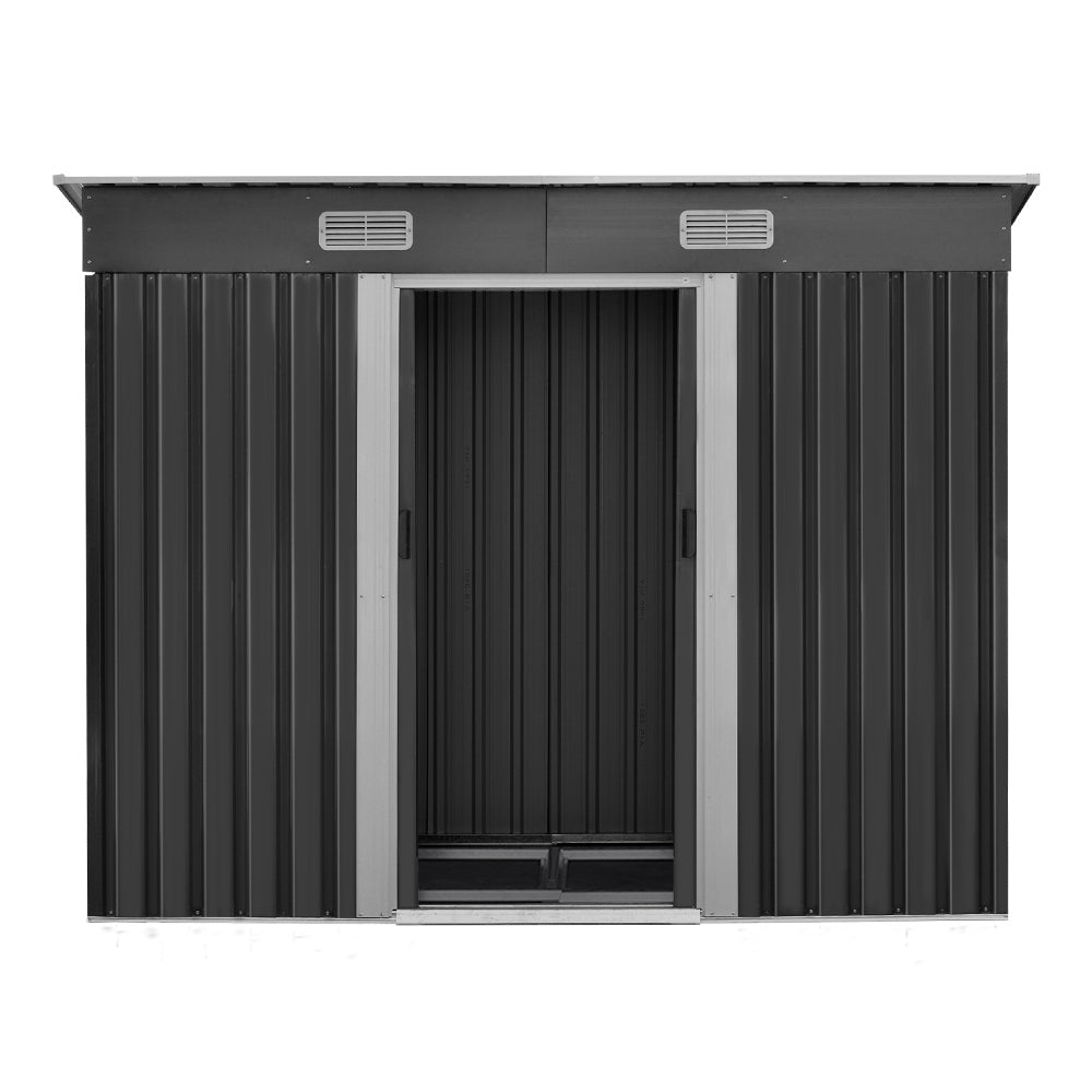 Giantz Garden Shed 2.38x1.31M w/Metal Base Sheds Outdoor Storage Tool Workshop Sliding Door SHED-FLAT-4X8-BASE-ABC