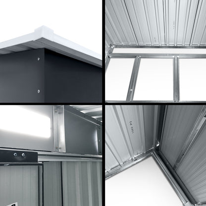 Giantz Garden Shed 2.38x1.31M w/Metal Base Sheds Outdoor Storage Tool Workshop Sliding Door SHED-FLAT-4X8-BASE-ABC