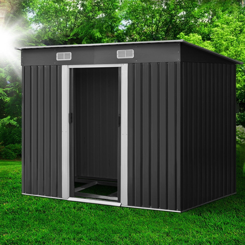 Giantz Garden Shed 2.38x1.31M w/Metal Base Sheds Outdoor Storage Tool Workshop Sliding Door SHED-FLAT-4X8-BASE-ABC