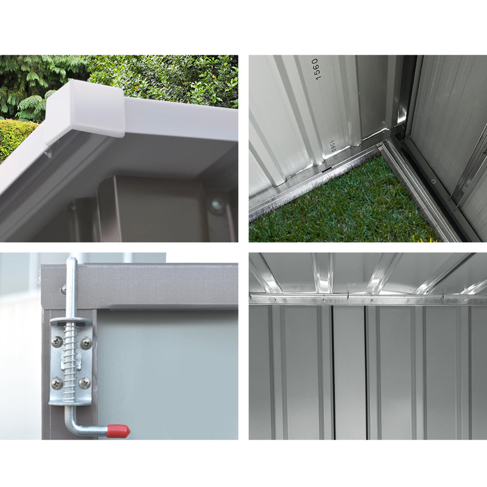 Giantz Garden Shed 2.31x1.31M Sheds Outdoor Storage Tool Metal Workshop Shelter Double Door SHED-FLAT-4X8-BR-ABC