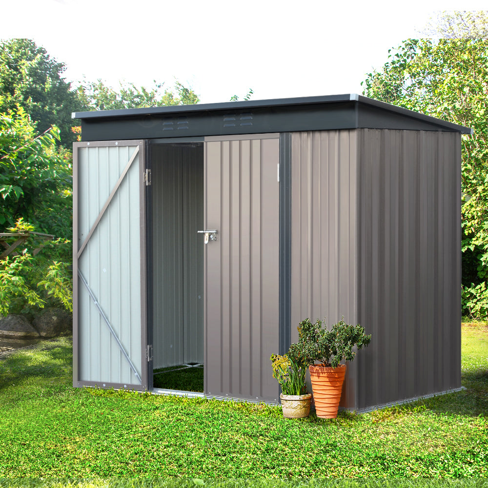 Giantz Garden Shed 2.31x1.31M Sheds Outdoor Storage Tool Metal Workshop Shelter Double Door SHED-FLAT-4X8-BR-ABC