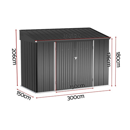 Giantz Garden Shed Galvanised Steel 3.05x1.5M Outdoor Storage Shed Workshop House Shelter SHED-FLAT-5X10-GY-ABC