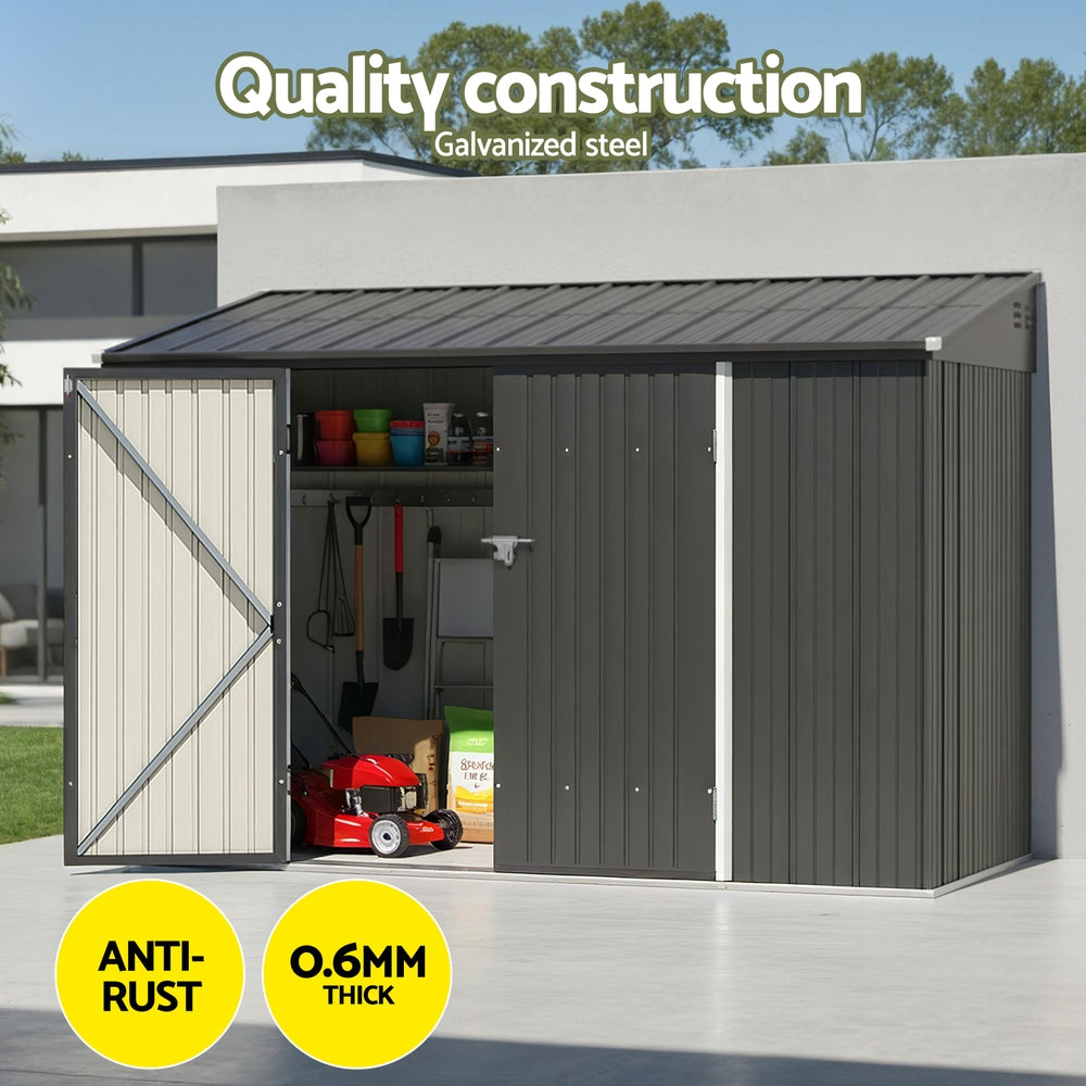 Giantz Garden Shed Galvanised Steel 3.05x1.5M Outdoor Storage Shed Workshop House Shelter SHED-FLAT-5X10-GY-ABC