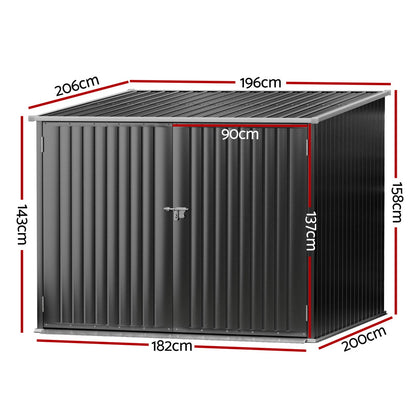 Giantz Garden Shed Sheds Outdoor Storage 2.06x1.96M Tool Workshop House Shelter SHED-FLAT-6X6-ABC