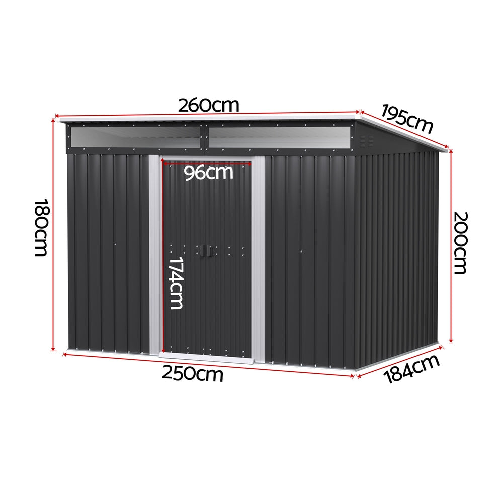Giantz Garden Shed Outdoor Storage 2.60x1.95M Tool Sheds Workshop House Shelter SHED-FLAT-6X9-ABC