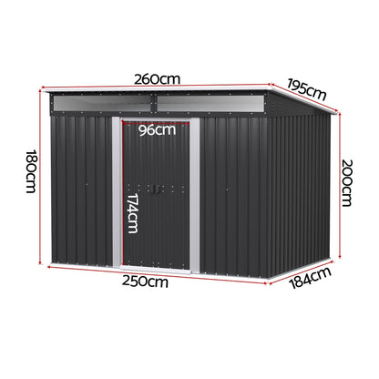 Giantz Garden Shed Outdoor Storage 2.60x1.95M Tool Sheds Workshop House Shelter SHED-FLAT-6X9-ABC