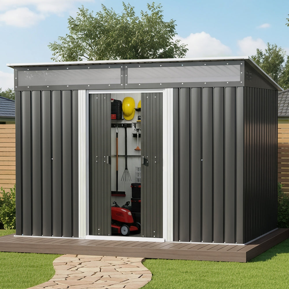 Giantz Garden Shed Outdoor Storage 2.60x1.95M Tool Sheds Workshop House Shelter SHED-FLAT-6X9-ABC