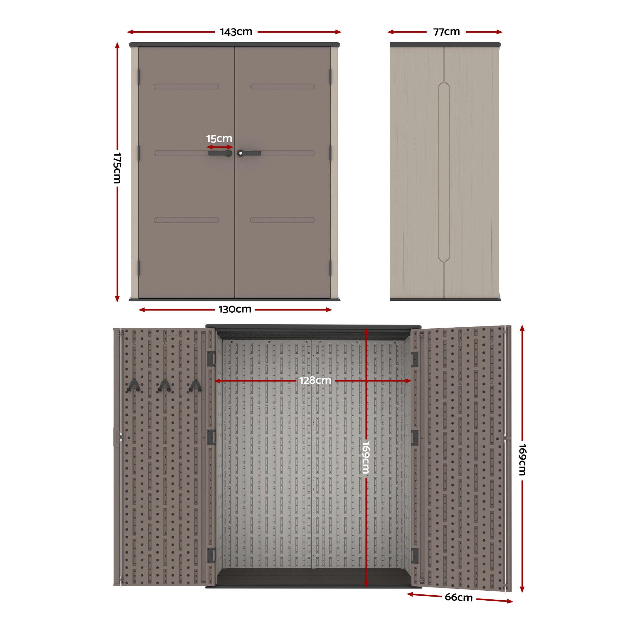 Giantz Garden Shed Outdoor Storage Shed Tool Workshop with Lockable Doors SHED-FLAT-P-3X5-BR-AB