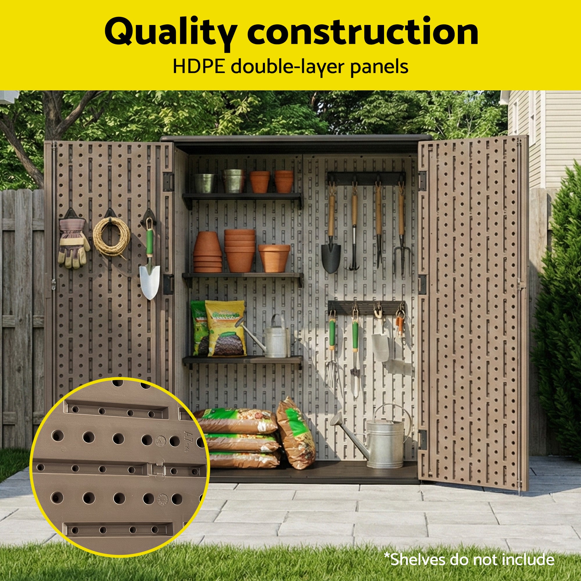 Giantz Garden Shed Outdoor Storage Shed Tool Workshop with Lockable Doors SHED-FLAT-P-3X5-BR-AB