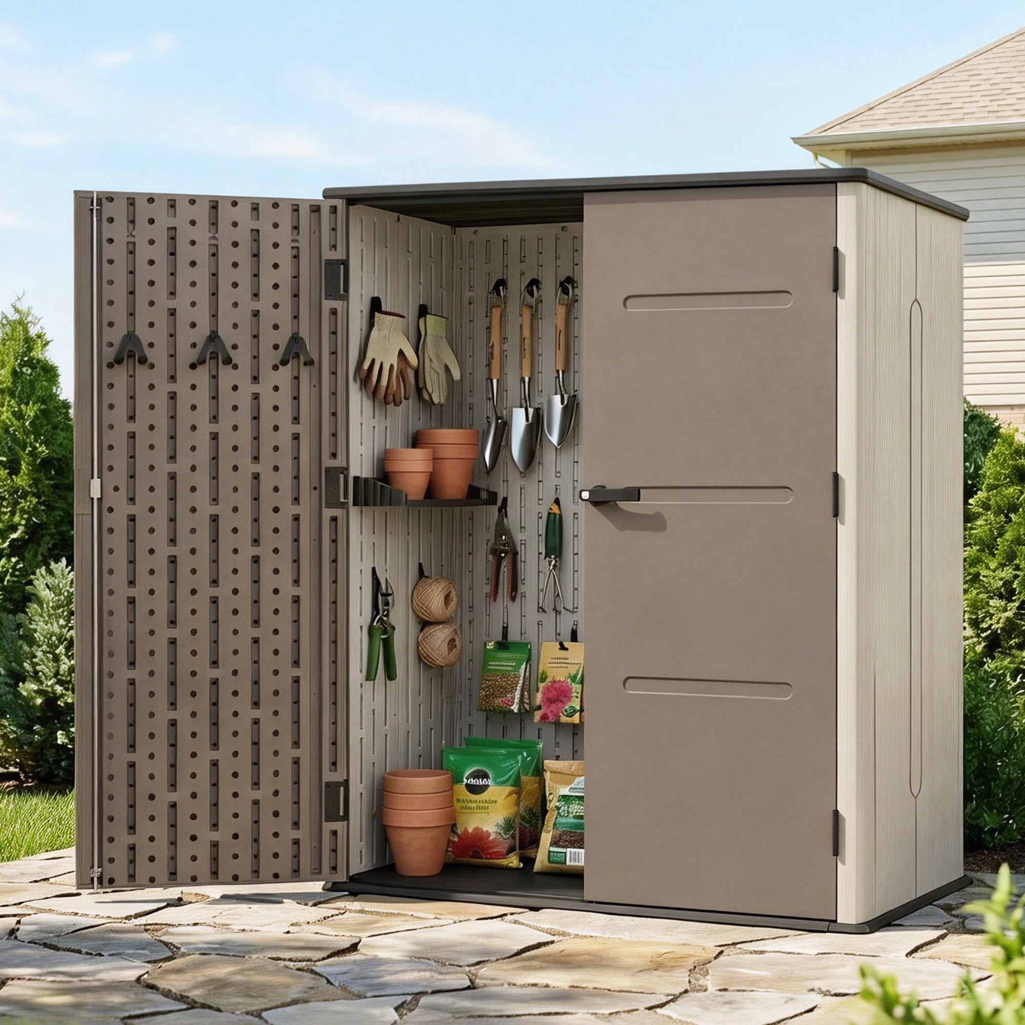 Giantz Garden Shed Outdoor Storage Shed Tool Workshop with Lockable Doors SHED-FLAT-P-3X5-BR-AB
