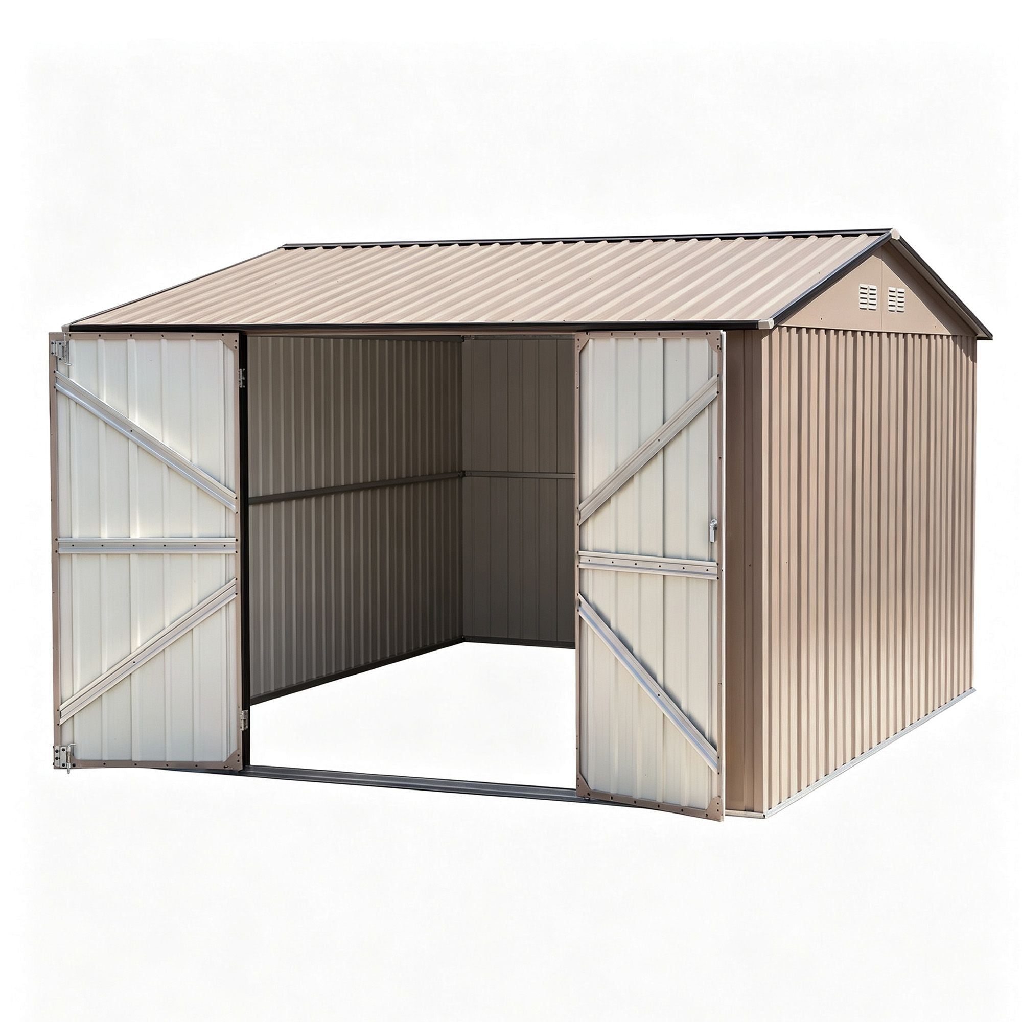 Giantz 3X3M Garden Shed Outdoor Storage Backyard Tool Shed Galvanized Steel Brown SHED-GAB-10X10-BR-ABCD
