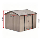 Giantz 3X3M Garden Shed Outdoor Storage Backyard Tool Shed Galvanized Steel Brown SHED-GAB-10X10-BR-ABCD