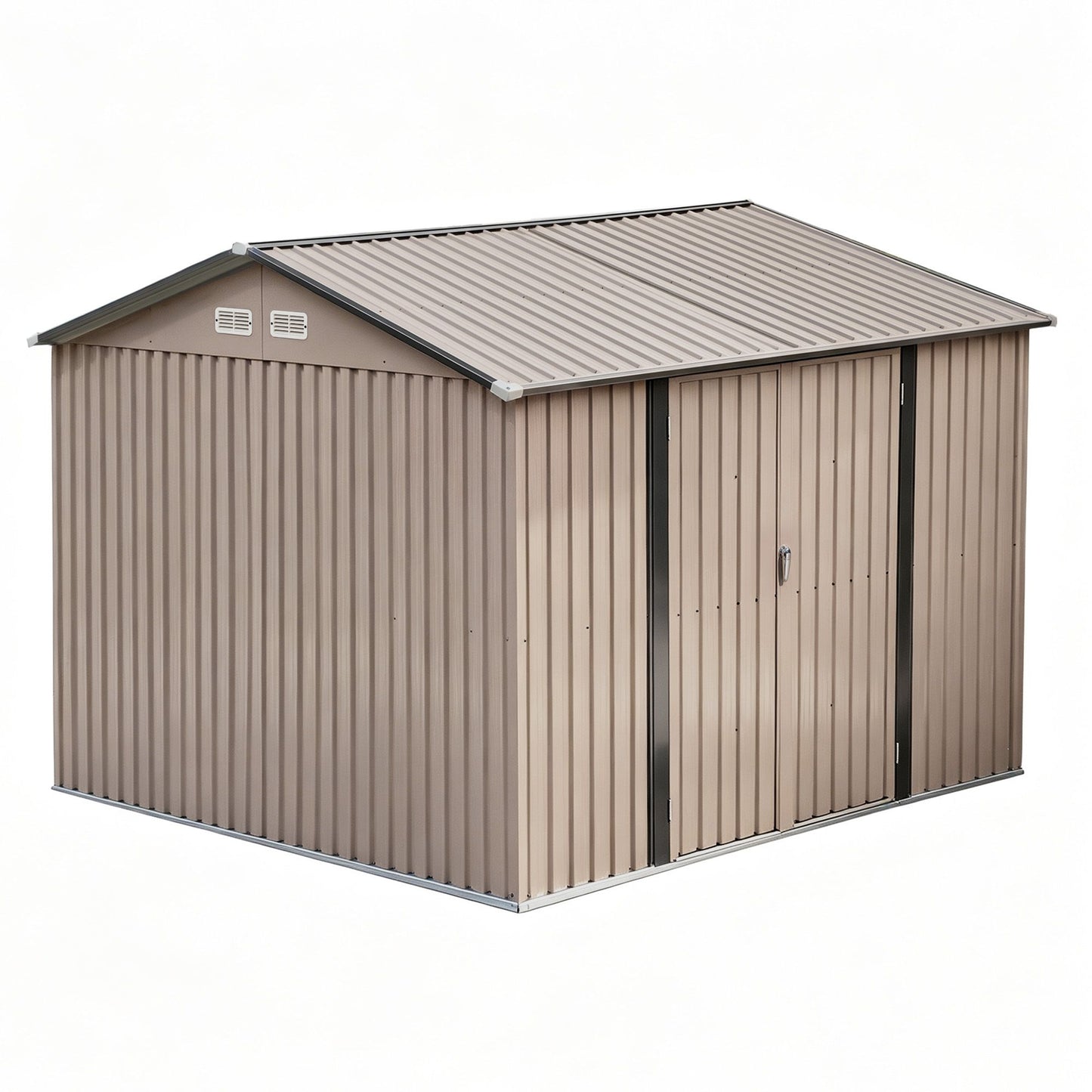 Giantz 3X3M Garden Shed Outdoor Storage Backyard Tool Shed Galvanized Steel Brown SHED-GAB-10X10-BR-ABCD
