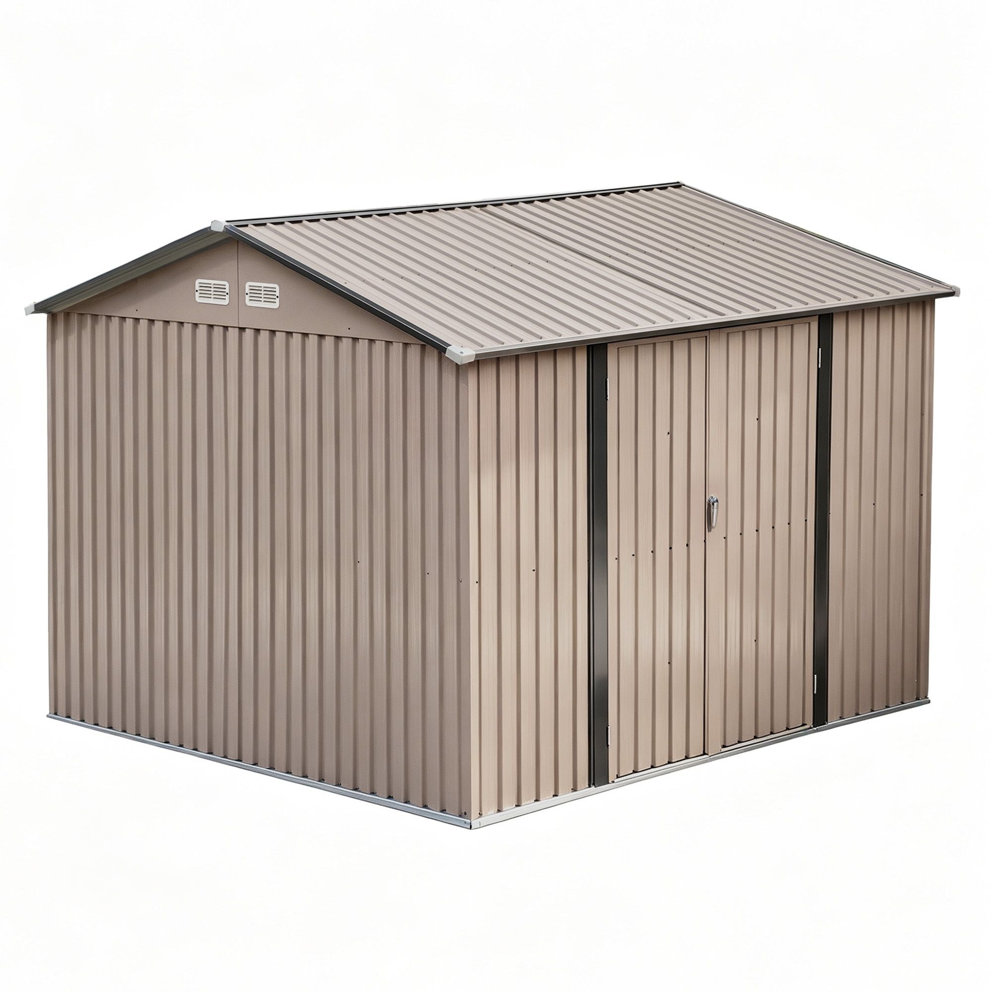 Giantz 3X3M Garden Shed Outdoor Storage Backyard Tool Shed Galvanized Steel Brown SHED-GAB-10X10-BR-ABCD