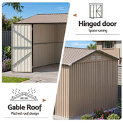 Giantz 3X3M Garden Shed Outdoor Storage Backyard Tool Shed Galvanized Steel Brown SHED-GAB-10X10-BR-ABCD
