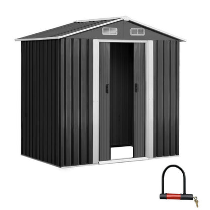 Giantz Garden Shed 1.96x1.32M Sheds Outdoor Storage Tool Workshop Metal Shelter Sliding Door SHED-GAB-4X6-ABC