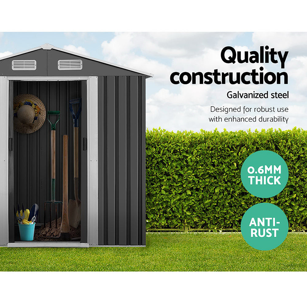 Giantz Garden Shed 1.96x1.32M Sheds Outdoor Storage Tool Workshop Metal Shelter Sliding Door SHED-GAB-4X6-ABC
