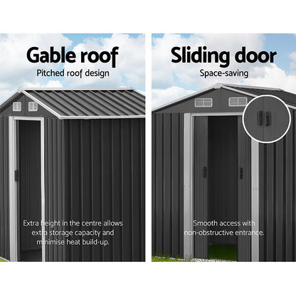 Giantz Garden Shed 1.96x1.32M Sheds Outdoor Storage Tool Workshop Metal Shelter Sliding Door SHED-GAB-4X6-ABC
