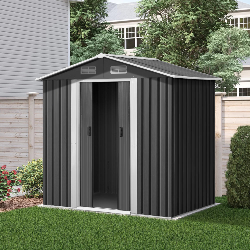Giantz Garden Shed 1.96x1.32M Sheds Outdoor Storage Tool Workshop Metal Shelter Sliding Door SHED-GAB-4X6-ABC
