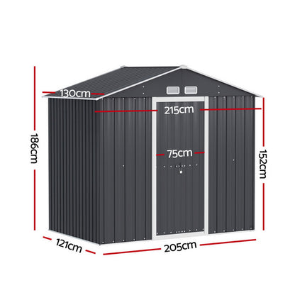 Giantz Garden Shed Outdoor Storage 2.15x1.3M Tool Workshop House Shelter Sliding Door SHED-GAB-4X7-AB