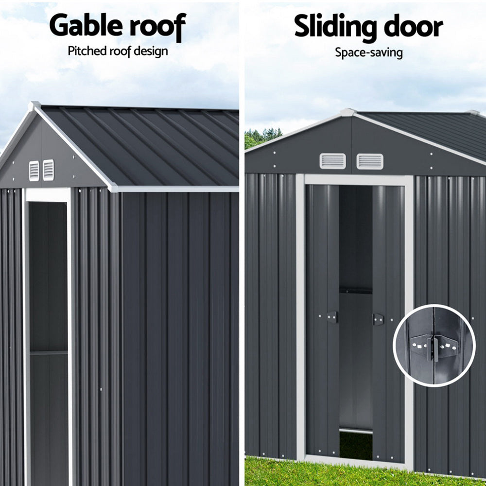 Giantz Garden Shed Outdoor Storage 2.15x1.3M Tool Workshop House Shelter Sliding Door SHED-GAB-4X7-AB