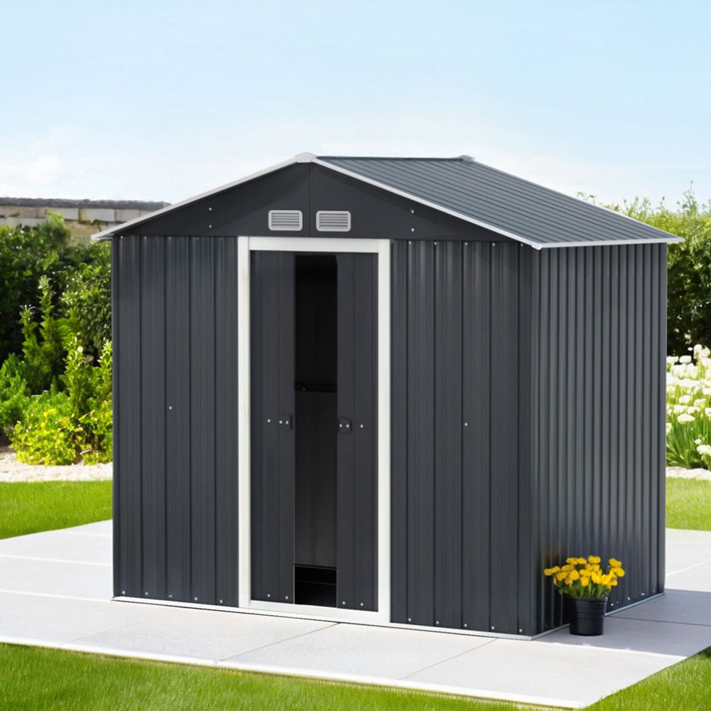 Giantz Garden Shed Outdoor Storage 2.15x1.3M Tool Workshop House Shelter Sliding Door SHED-GAB-4X7-AB