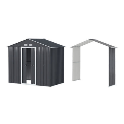 Giantz Garden Shed Outdoor Storage 2.15x1.74M Tool Workshop House w/Extension Kit SHED-GAB-4X7-AB-EXT