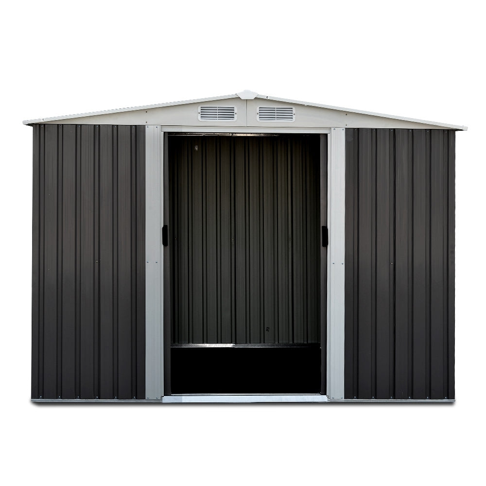 Giantz Garden Shed 2.58x2.07M w/Metal Base Sheds Outdoor Storage Double Door Tool SHED-GAB-6X8-BASE-ABCD