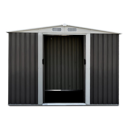 Giantz Garden Shed 2.58x2.07M w/Metal Base Sheds Outdoor Storage Double Door Tool SHED-GAB-6X8-BASE-ABCD